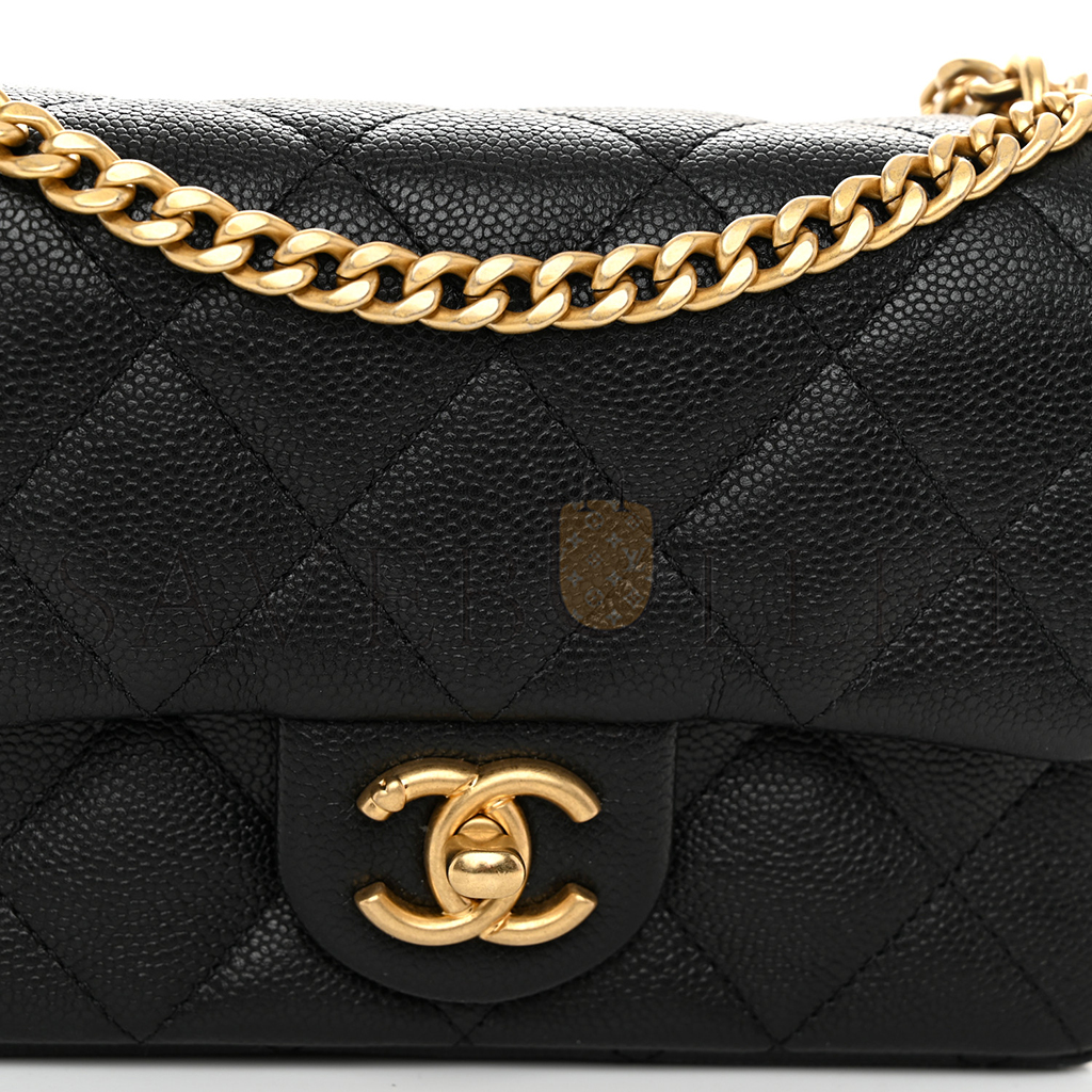 CHANEL MASTER 23P HEART ADJUSTABLE CHAIN MINI FLAP BAG IN BLACK CAVIAR (19*13*5cm) 